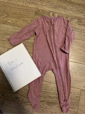 Kids Footed One-Piece Zipper Romper in Dusty Rose